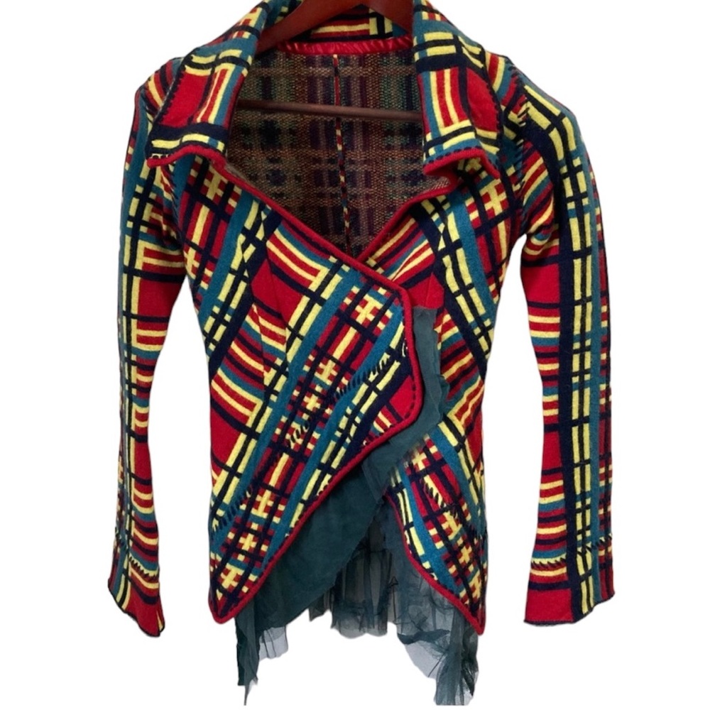 Plaid Sweater Jacket Jr. XS